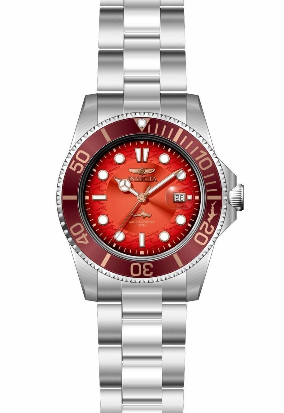Invicta Pro Diver Men’s Watch 42mm Steel Tone Red Case Burgundy Dial New in Box